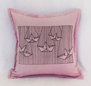 "LITTLE BOATS" διακοσμητικό μαξιλαράκι Ροζ