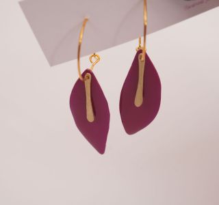  Σκουλαρίκια LEAF Magenta